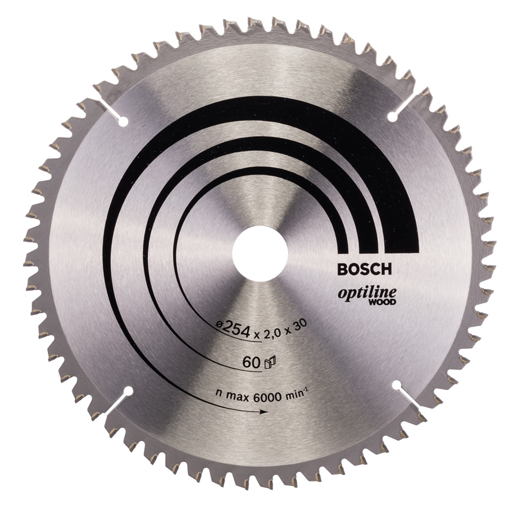 Диск пильный 254х2,0х30 мм Z60 Optiline Wood, BOSCH, фото 2