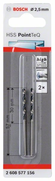 Сверло по металлу 2,5х57 мм (2 шт) HSS PointTeQ BOSCH (2608577156)