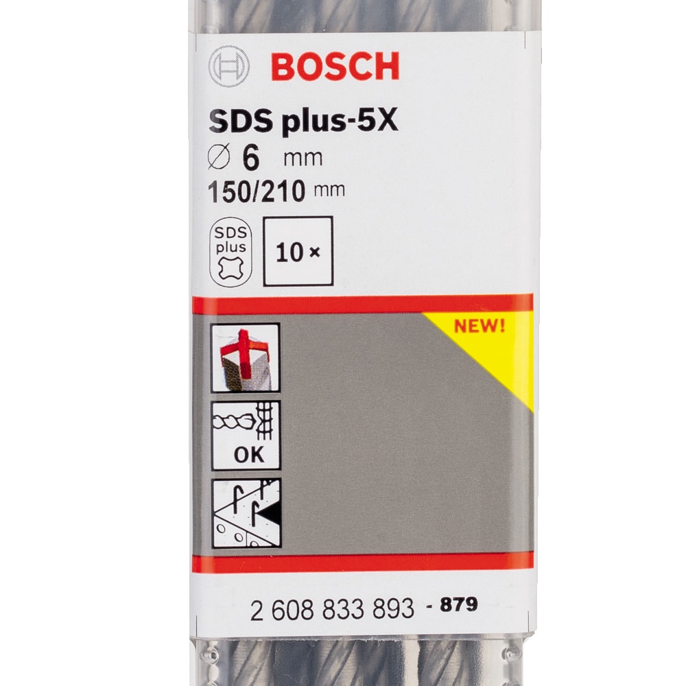 Бур по бетону SDS-Plus-5X 6x150x210 мм (10 шт) BOSCH (2608833893), фото 3