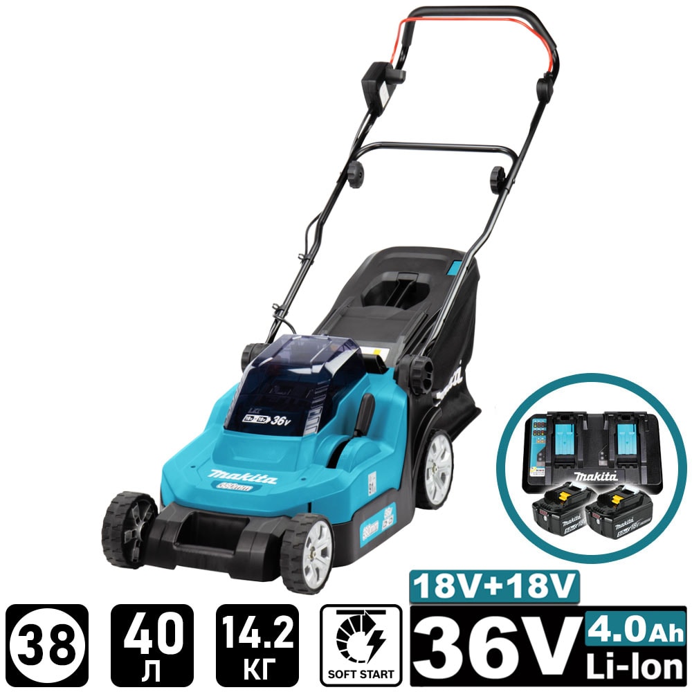 Газонокосилка аккумуляторная DLM382PM2 (DLM 382 PM2) MAKITA