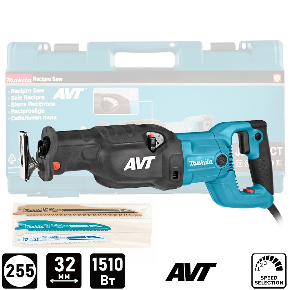Сабельная пила JR3070CT (1510 Вт / AVT / Кейс), MAKITA