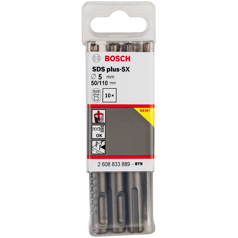 Бур по бетону SDS-Plus-5X 5x 50x110 мм (10 шт) BOSCH (2608833889), фото 2