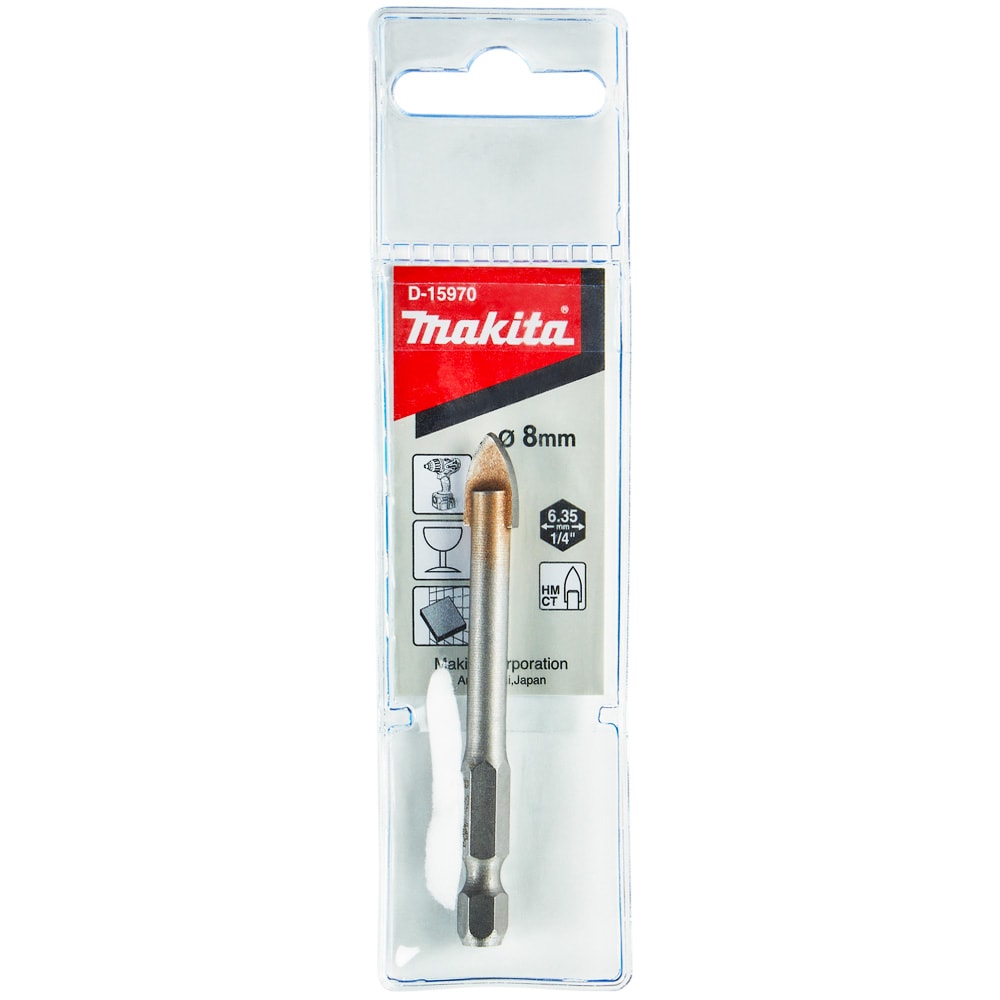 Сверло по стеклу / керамике 8x70 мм, хвостовик 1/4"HEX MAKITA (D-15970)