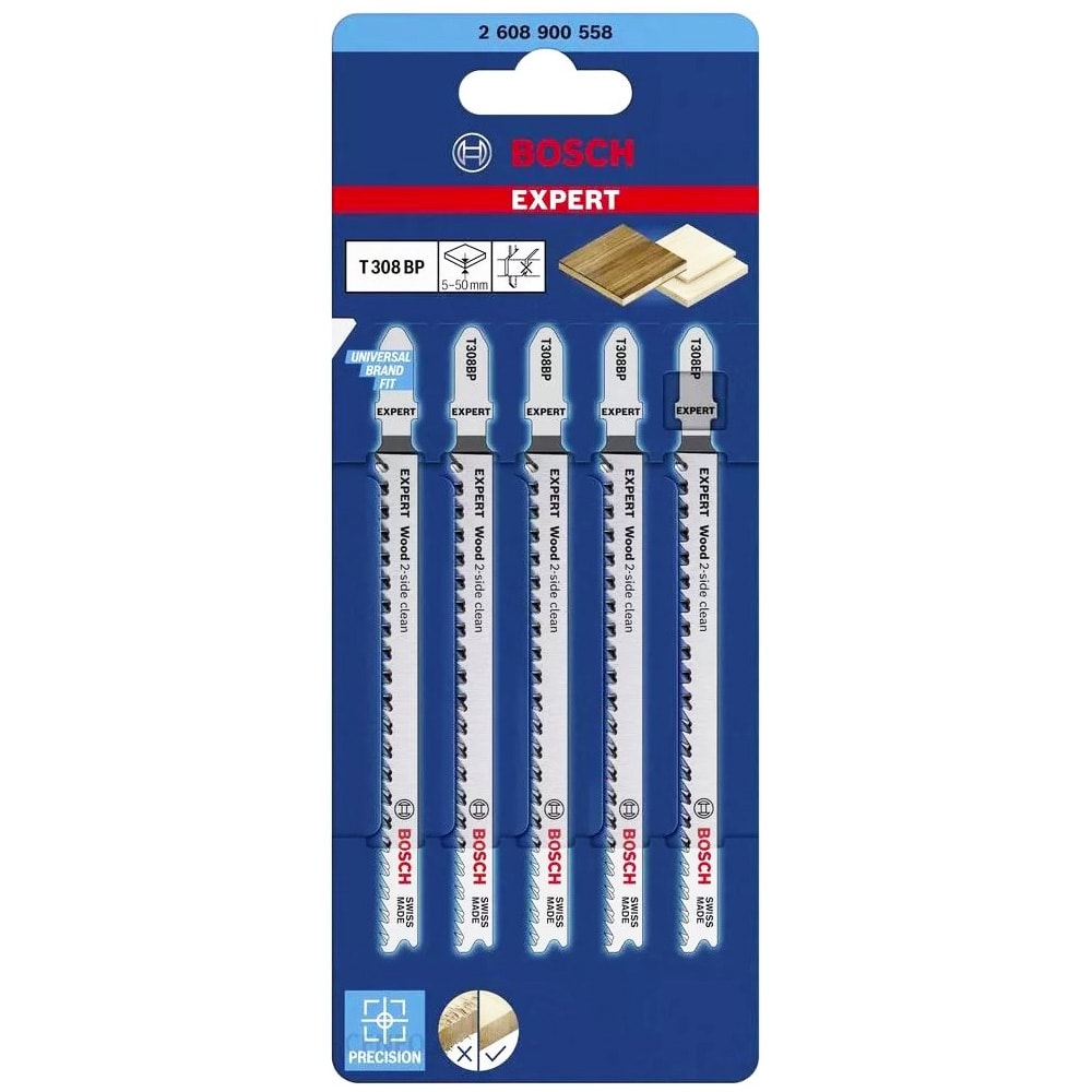 Пилка для лобзика T 308 BP Expert Wood (5 шт) BOSCH (2608900558)