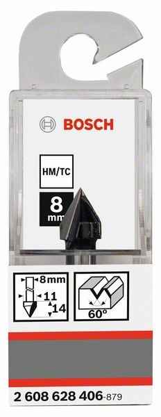 Фреза V-образная 60° 11x14x45 / хв 8 мм BOSCH (2608628406)