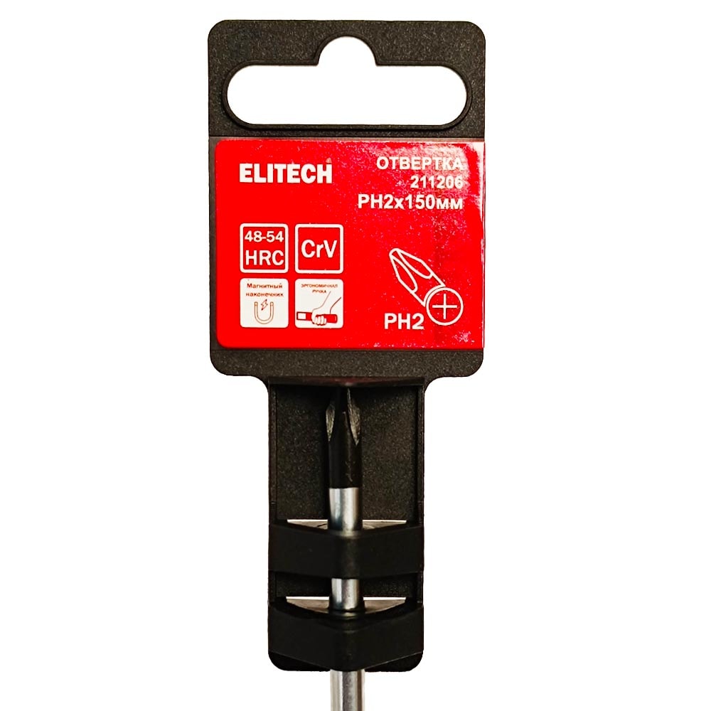 Отвертка PH2 х 150 мм с магнитным наконечником ELITECH (211206), фото 2