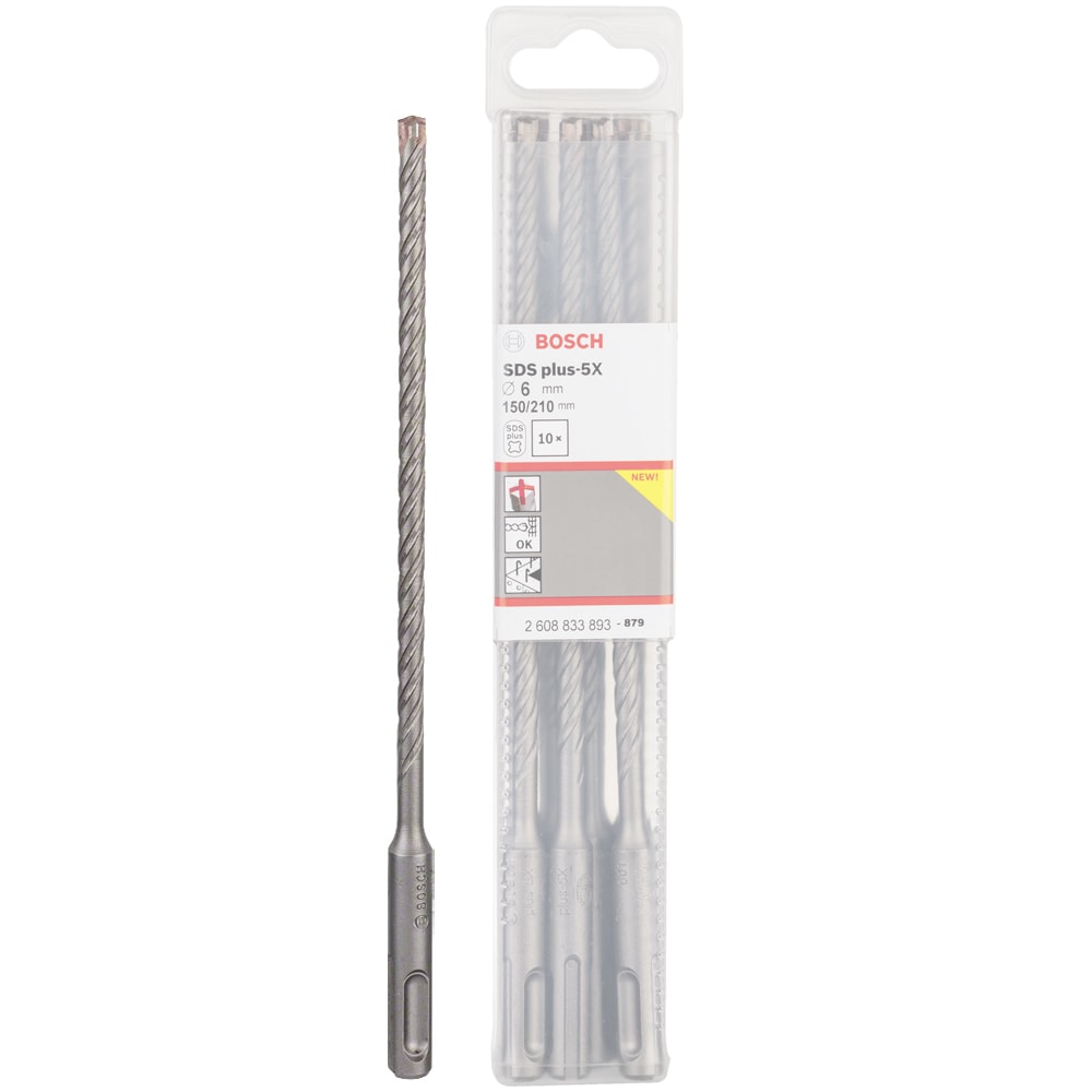 Бур по бетону SDS-Plus-5X 6x150x210 мм (10 шт) BOSCH (2608833893)