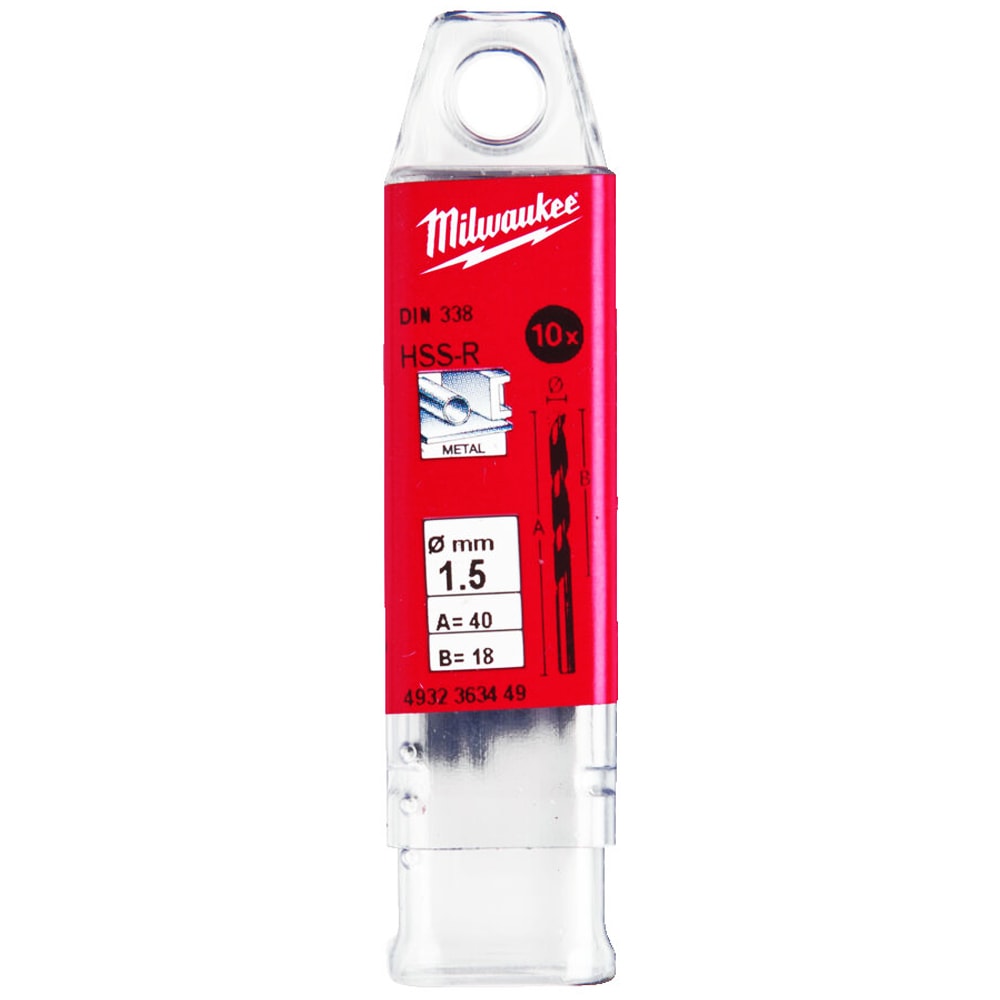 Сверло по металлу 1,5х40 мм HSS-R (10 шт) Milwaukee (4932363449), фото 3