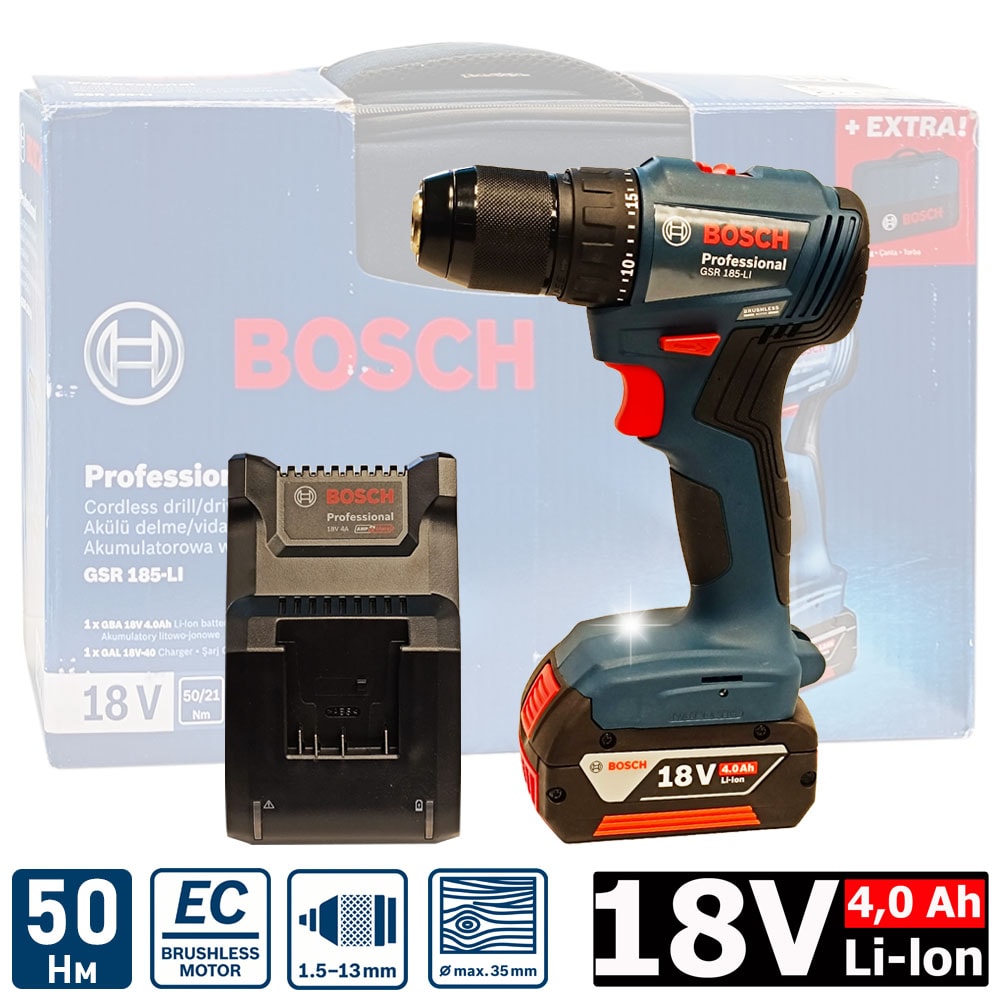 Дрель-шуруповерт аккумуляторная GSR 185-LI Professional BOSCH (06019K3005)
