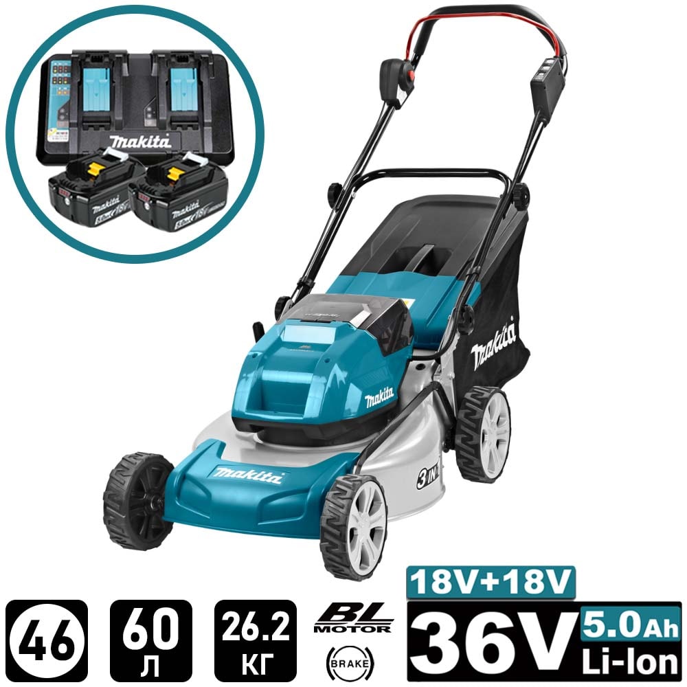 Газонокосилка аккумуляторная DLM460PT2 (DLM 460 PT2) MAKITA