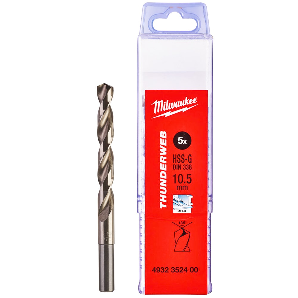 Сверло по металлу 10,5x133 мм HSS-G (5 шт) Thunderweb Milwaukee (4932352400)