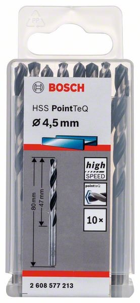 Сверло по металлу 4,5х80 мм HSS PointTeQ (10 шт) BOSCH (2608577213)