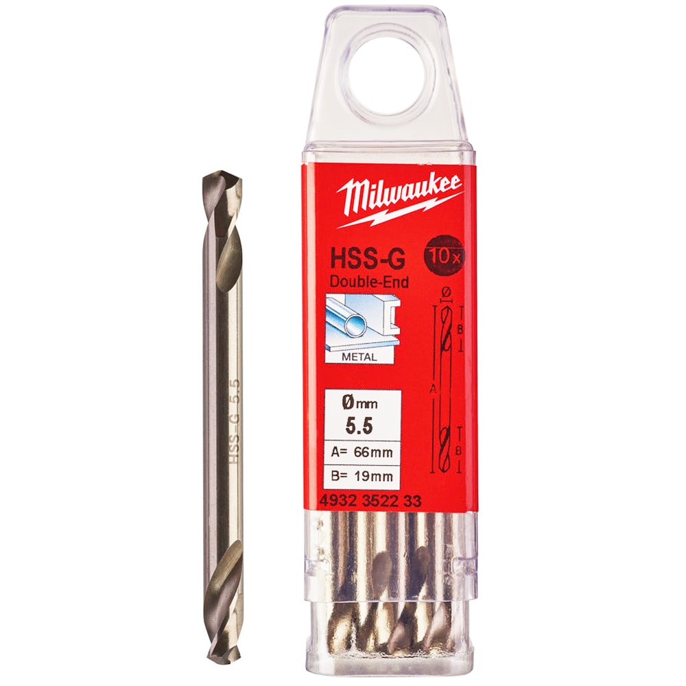 Сверло по металлу двухстороннее 5.5x66 мм HSS-G (10 шт) Round Shank Milwaukee (4932352233)