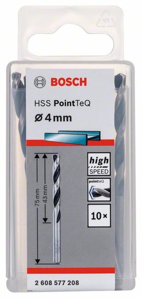 Сверло по металлу 4,0х43 мм HSS PointTeQ (10 шт) BOSCH (2608577208)