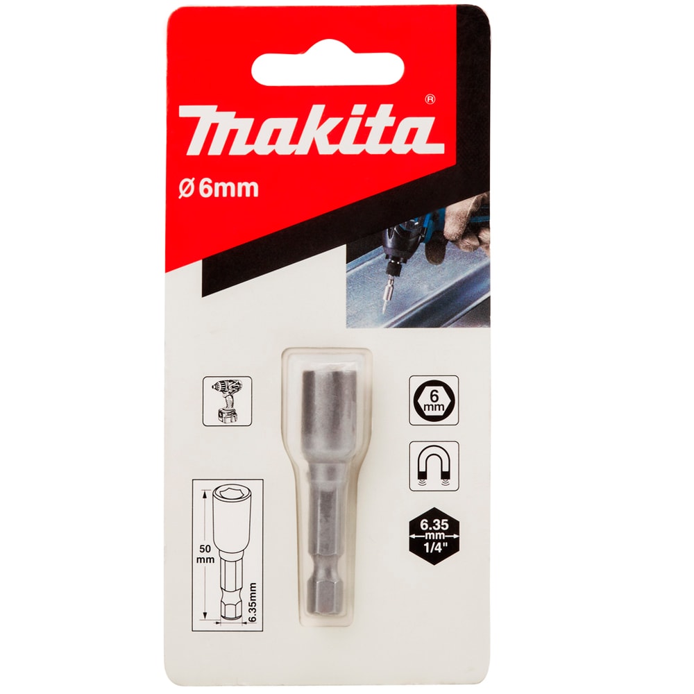 Торцовая головка магнитная 6 х 50 мм MAKITA (B-38691)
