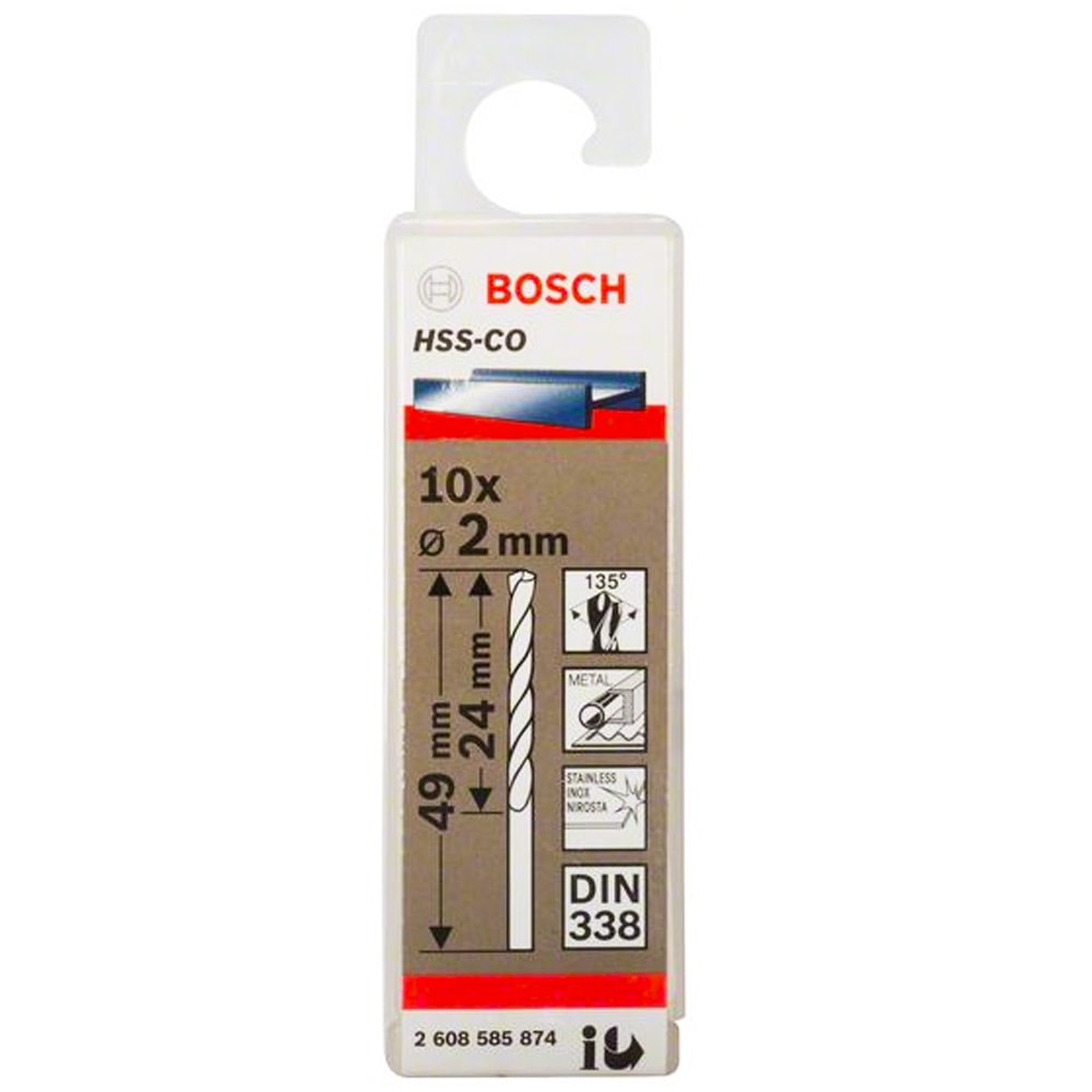 Сверло по металлу HSS-Co 2x24x49 мм (10 шт) BOSCH (2608585874), фото 3