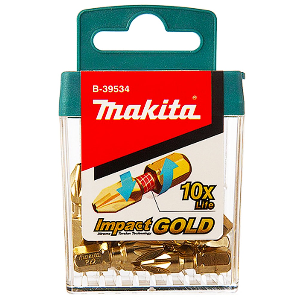 Бита крестообразная Impact Gold Torsion PZ2 25 мм C-form (10 шт) MAKITA (B-39534), фото 3