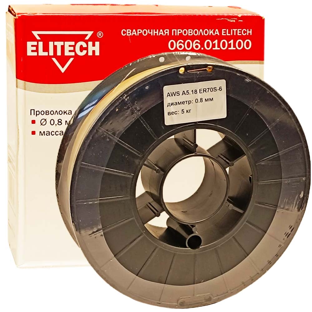 Проволока сварочная омедненная (ф 0,8 мм / 5 кг) ELITECH (0606.010100)