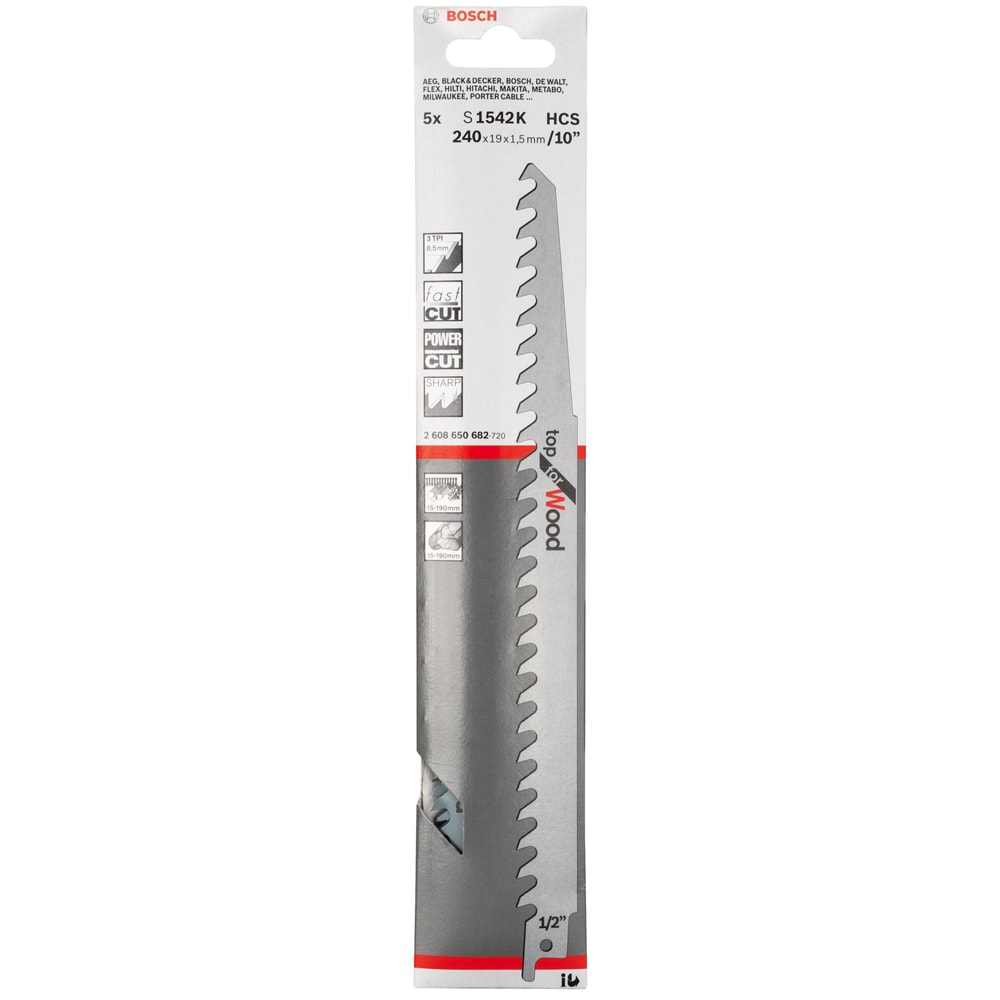Пильное полотно S 1542 K Top for Wood (5 шт / 240 мм) BOSCH (2608650682)