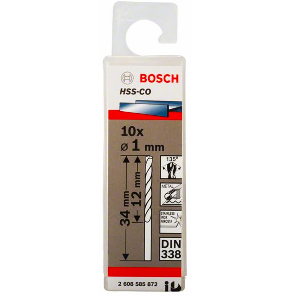 Сверло по металлу HSS-Co 1,0x12x34 мм (10 шт), BOSCH, фото 3
