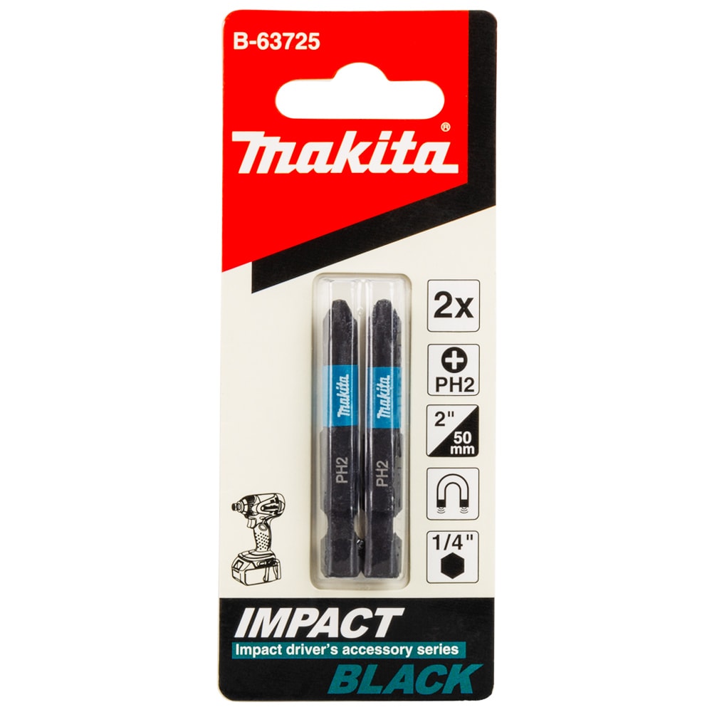 Бита Impact Black PH2 50 мм (2 шт) MAKITA (B-63725)