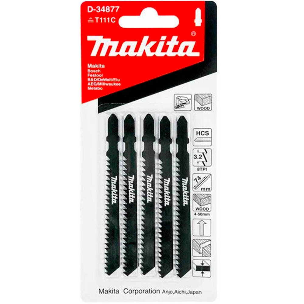 Пилка для лобзика T111C по дереву (5 шт) MAKITA (D-34877)