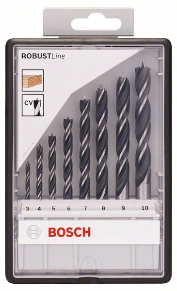 Набор спиральных сверл по древесине 3-10 мм Robust Line (8 шт) BOSCH (2607010533)