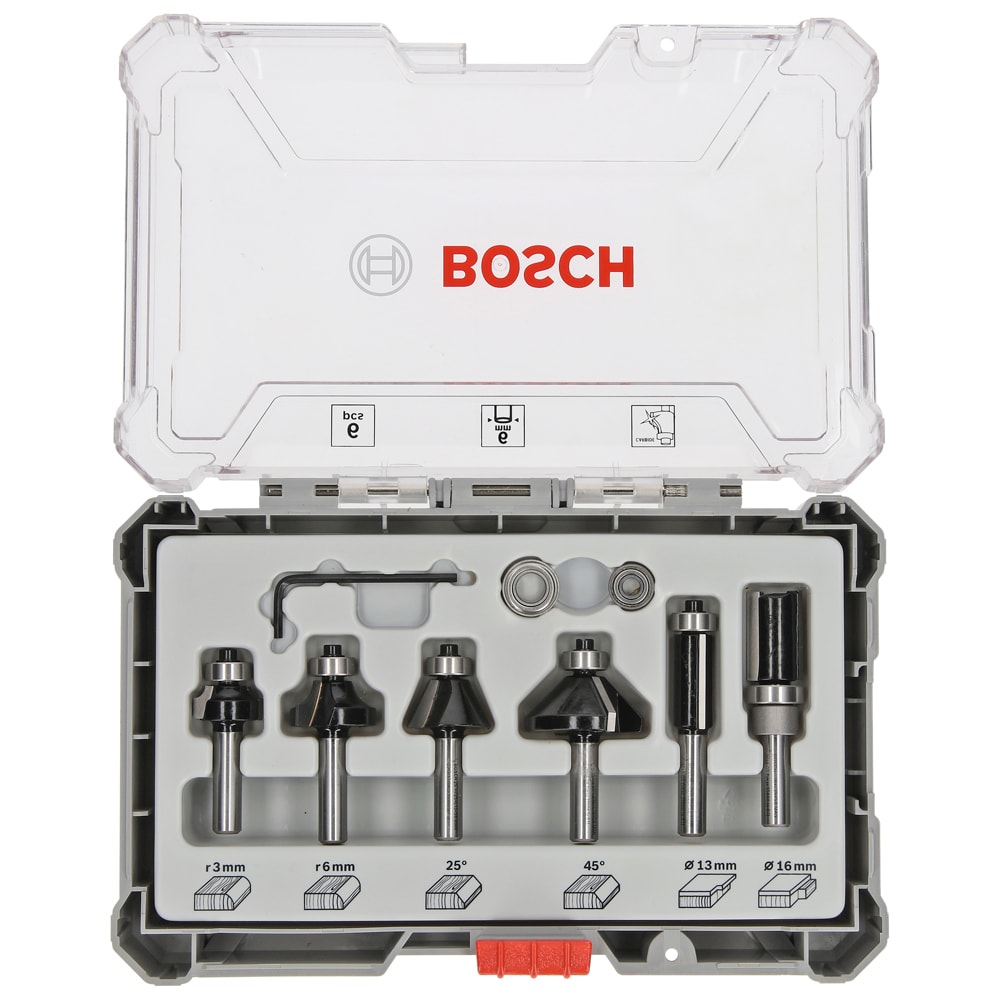 Набор кромочных фрез по дереву хв 6 мм (6 шт) BOSCH (2607017468), фото 2