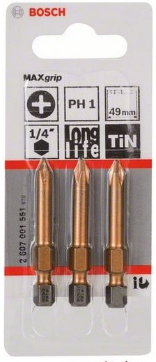 Бита Max Grip PH1 49 мм (3 шт), BOSCH