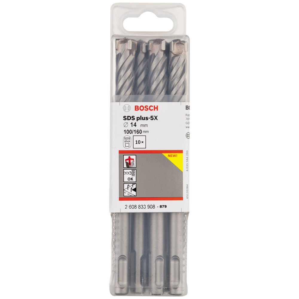 Бур по бетону SDS-Plus-5X 14x100x160 мм (10 шт) BOSCH (2608833908), фото 2