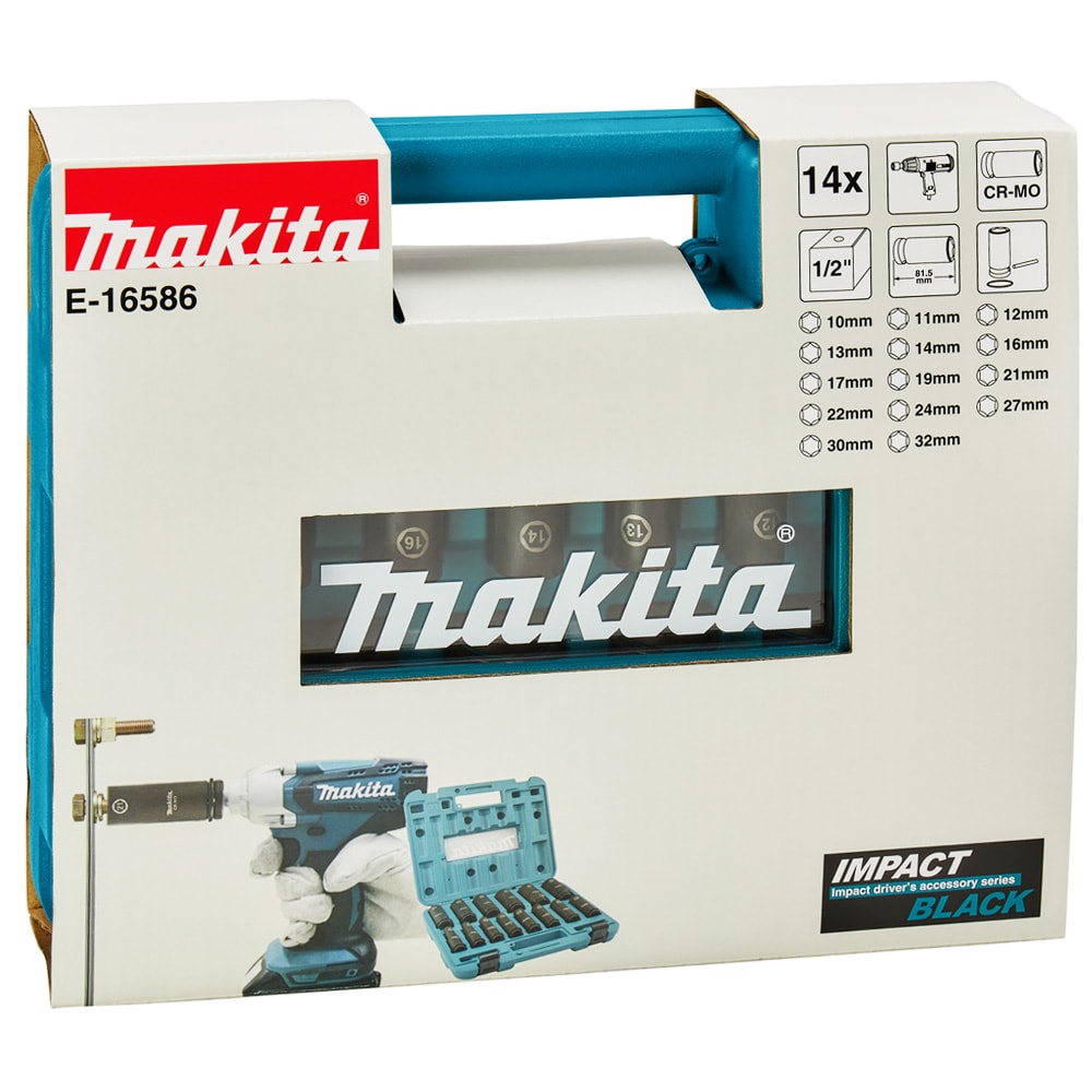 Набор_Головки торцевые ударные 1/2" 10 - 32 мм Impact Black (14 шт / кейс), MAKITA, фото 4
