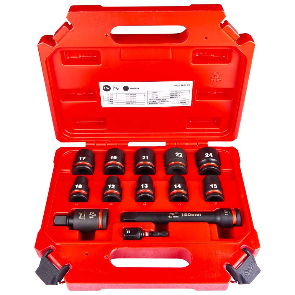 Набор торцовых ударных головок 10-24 мм 13 шт (1/2") Shockwave Impact Duty Milwaukee (4932480456)