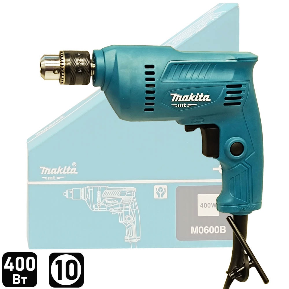 Дрель безударная M0600B (400 Вт / ЗВП_0,8-10 мм / Коробка), MAKITA