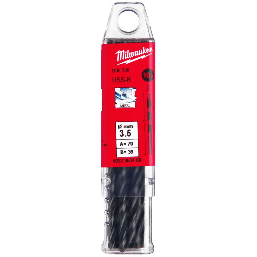 Сверло по металлу 3,5х70 мм HSS-R (10 шт) Milwaukee (4932363469), фото 3
