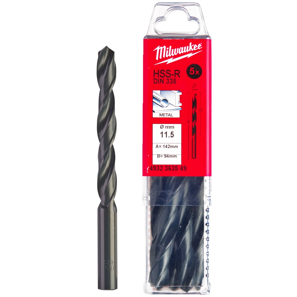 Сверло по металлу 11,5х142 мм HSS-R (5 шт) Milwaukee (4932363549)