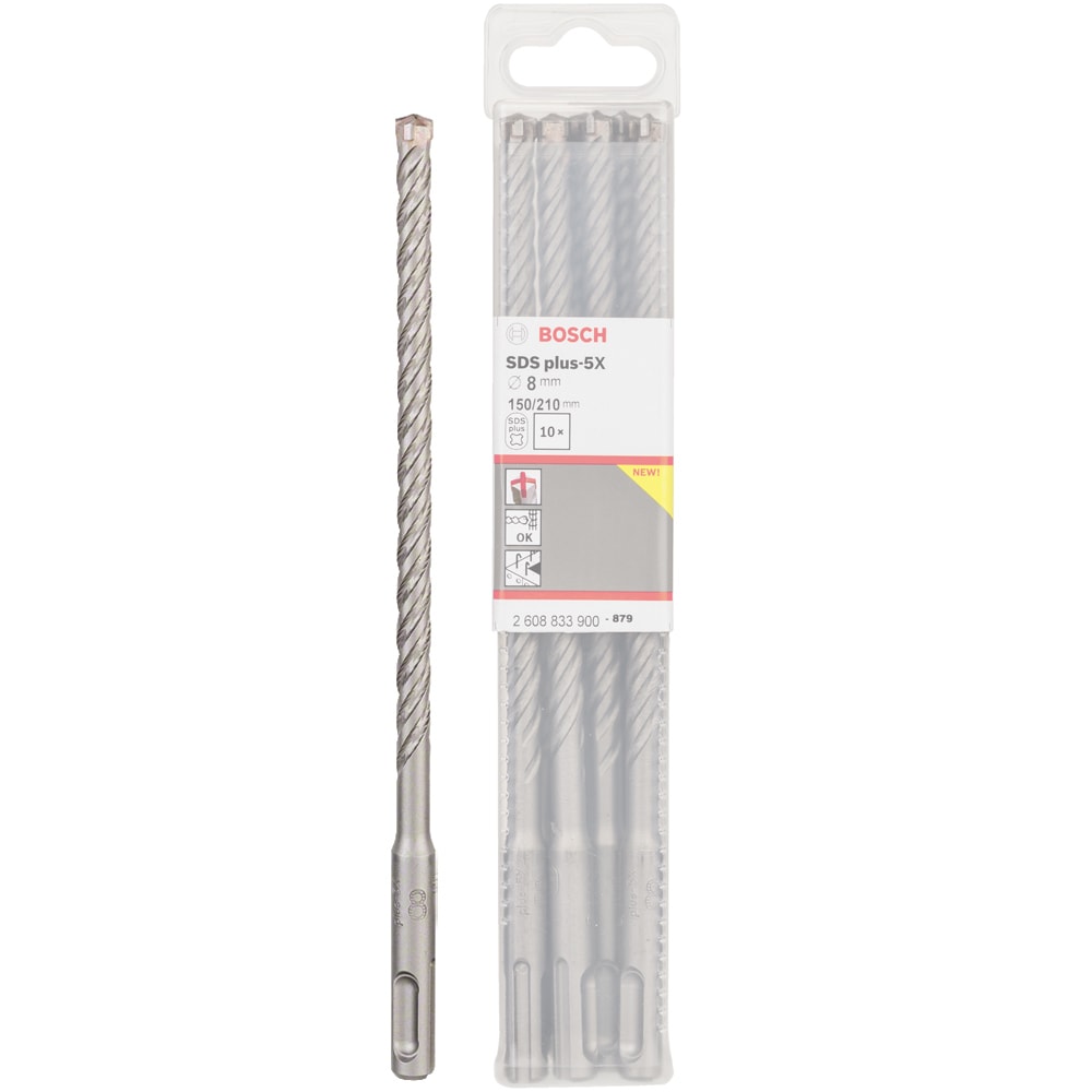 Бур по бетону SDS-Plus-5X 8x150x210 мм (10 шт) BOSCH (2608833900)