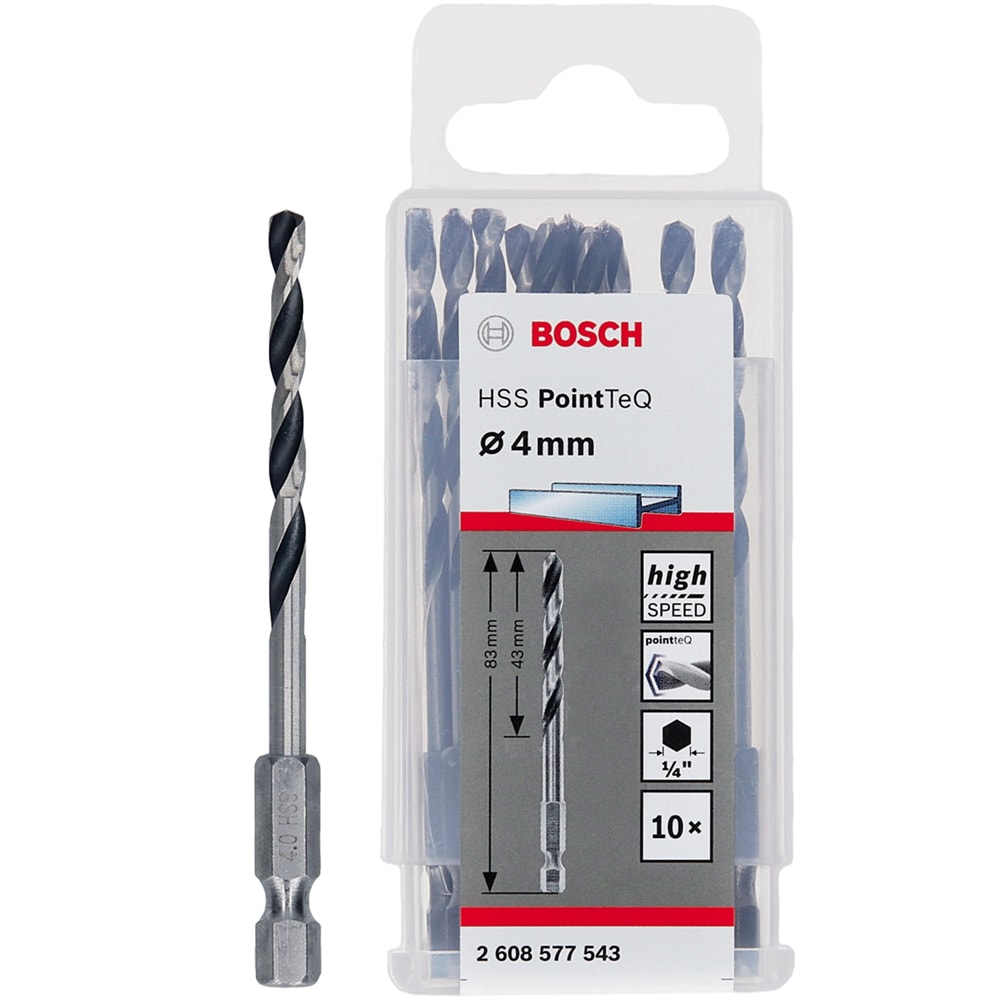 Сверло по металлу 4 х 83 мм (10 шт) HSS PointTeQ HEX BOSCH (2608577543)
