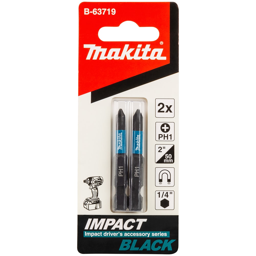 Бита Impact Black PH1 50 мм E-form (2 шт), MAKITA