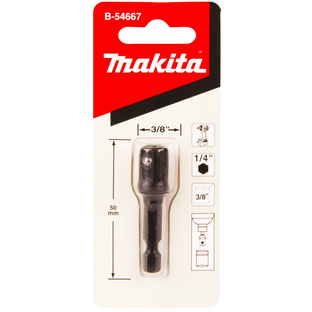 Аксессуар_Адаптер ударный с 1/4" HEX на квадрат 3/8", MAKITA