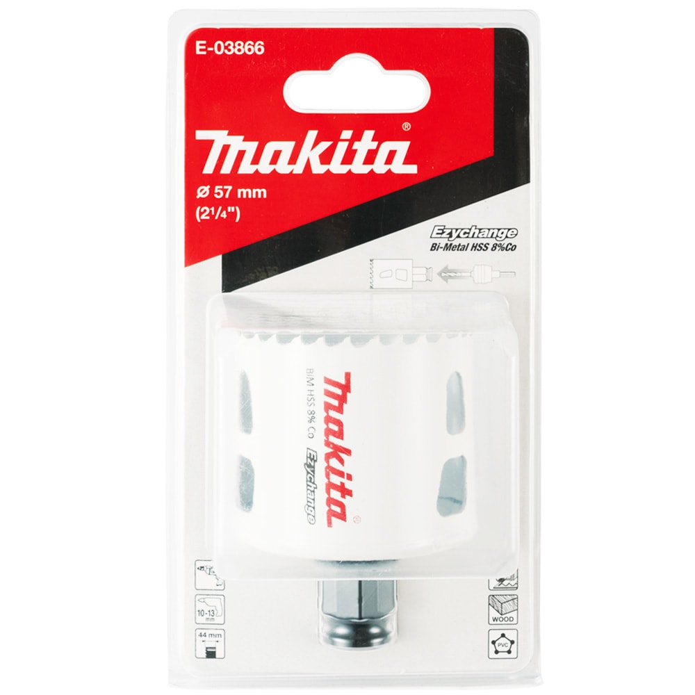 Коронка по твердому дереву 57 мм (BiM+Cobalt 8% / Ezychange), MAKITA