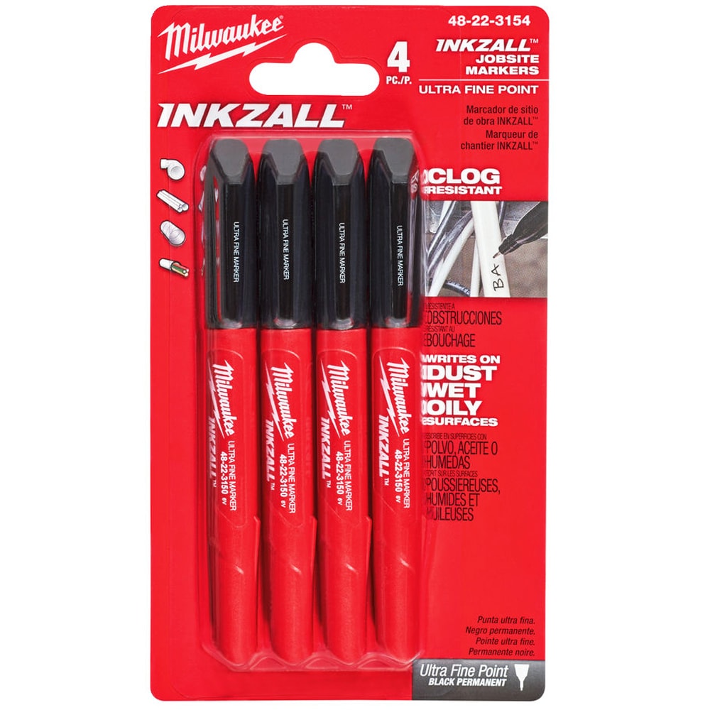 Маркер-ручка черная (4 шт) INKZALL Milwaukee (48223154)