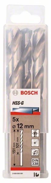 Сверло по металлу HSS-G 12x101x151 мм (5 шт) BOSCH (2608595081)