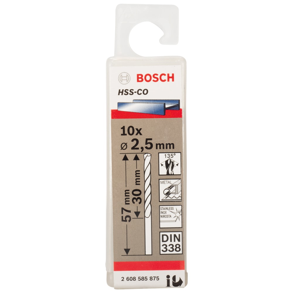 Сверло по металлу HSS-Co 2,5x30x57 мм (10 шт) BOSCH (2608585875)