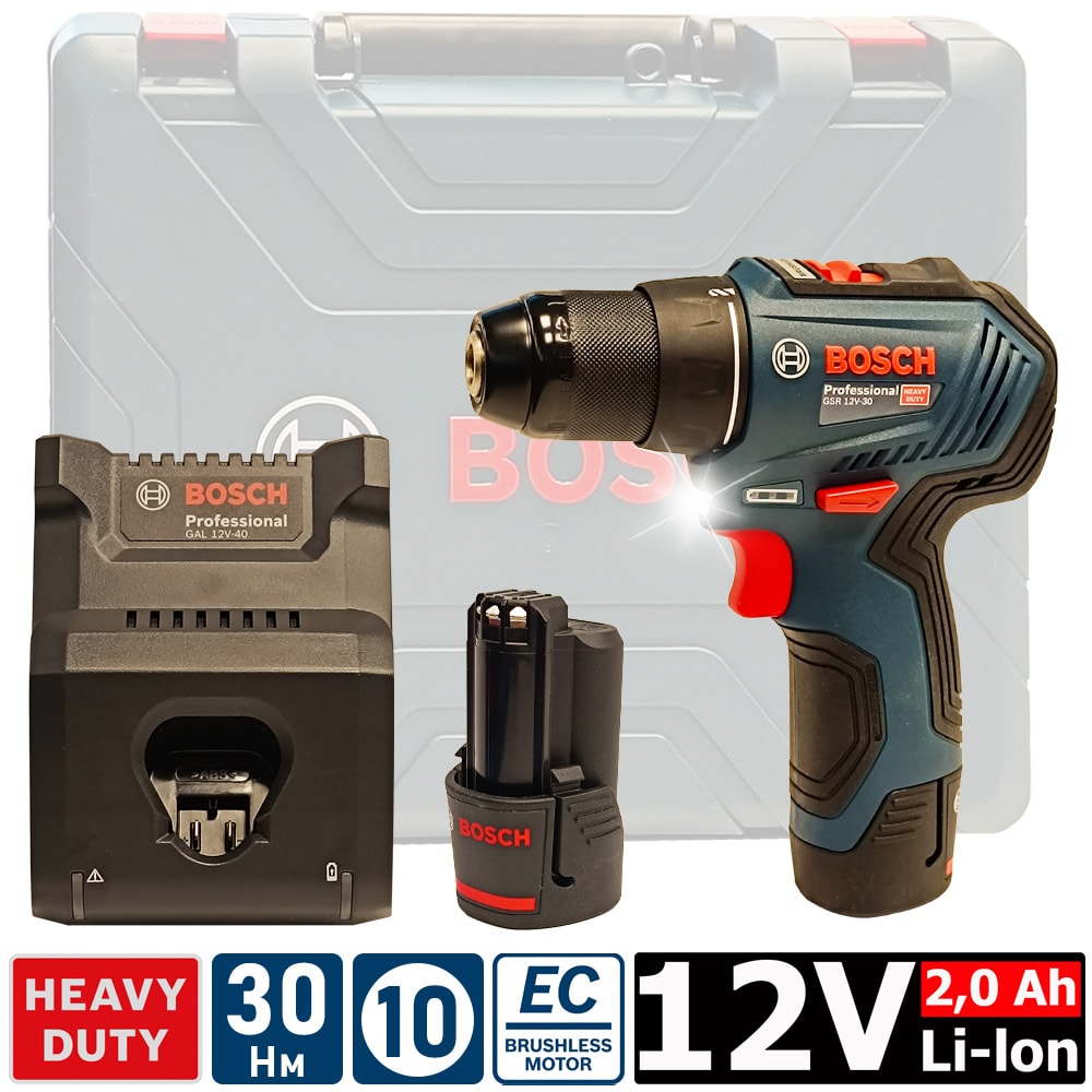 Дрель-шуруповерт аккумуляторная GSR 12V-30 Professional BOSCH (06019G9000)