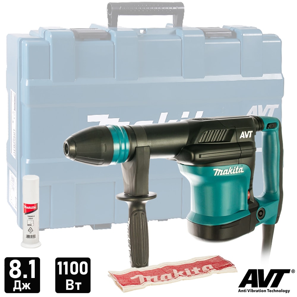 Отбойный молоток HM0871C (8,1Дж / SDS-max / AVT / Кейс), MAKITA