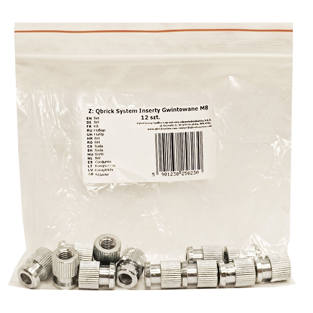Набор вставок с резьбой М8 (12 шт) Qbrick System Custom Threaded Inserts M8 12 (Z258230PG001)