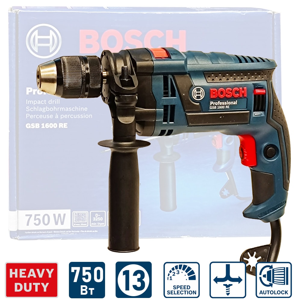Дрель ударная GSB 1600 RE Professional BOSCH (0601228200)