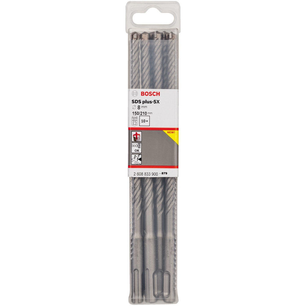 Бур по бетону SDS-Plus-5X 8x150x210 мм (10 шт) BOSCH (2608833900), фото 2