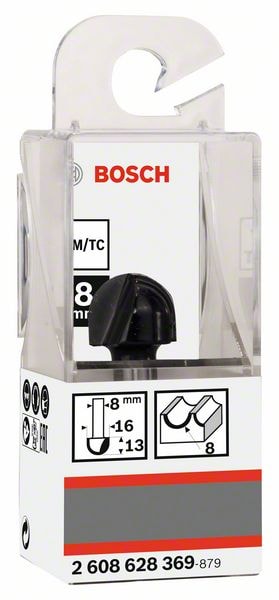 Фреза галтельная R8 D16x13x45 / хв 8 мм BOSCH (2608628369), фото 2