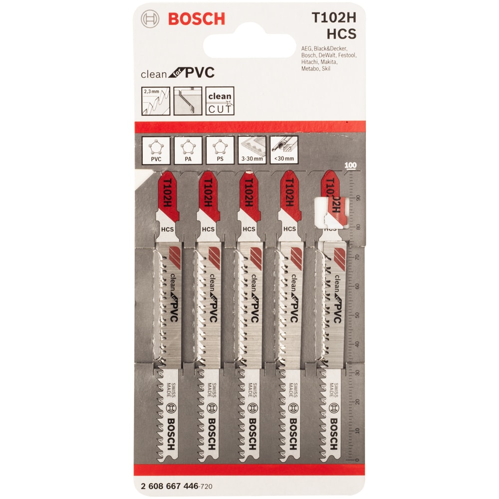 Пилка для лобзика T102H Clean for PVC (5 шт) BOSCH (2608667446)